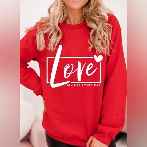 NWT red love all day everyday Vday sweatshirt size large - Picture 4 of 4
